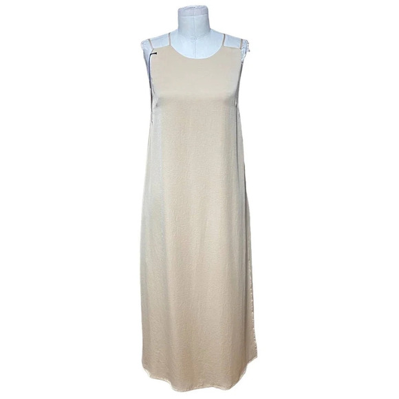 Tomas Maier Sleeveless Satin Midi Slip Dress Tan Size 2 - Picture 1 of 8